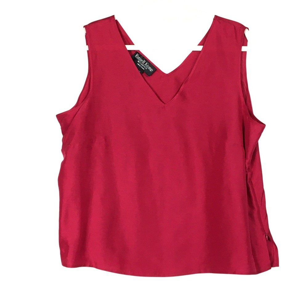 Russell Kemp 100% Silk V-Neck Sleeveless Tank Top 1X Magenta Fushia
